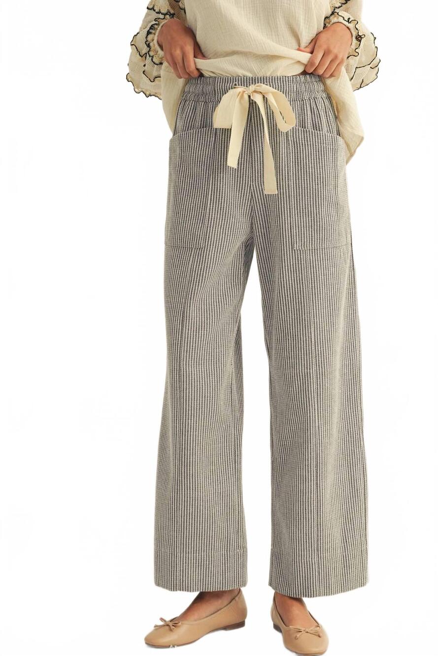 NEW LOVLOV elastic pocket string relaxed pants in blue